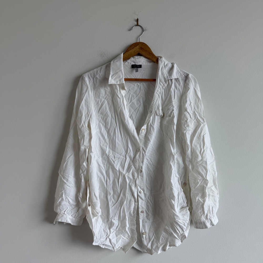 Armani Jeans White Button Down Flowy Top Size‎ 8